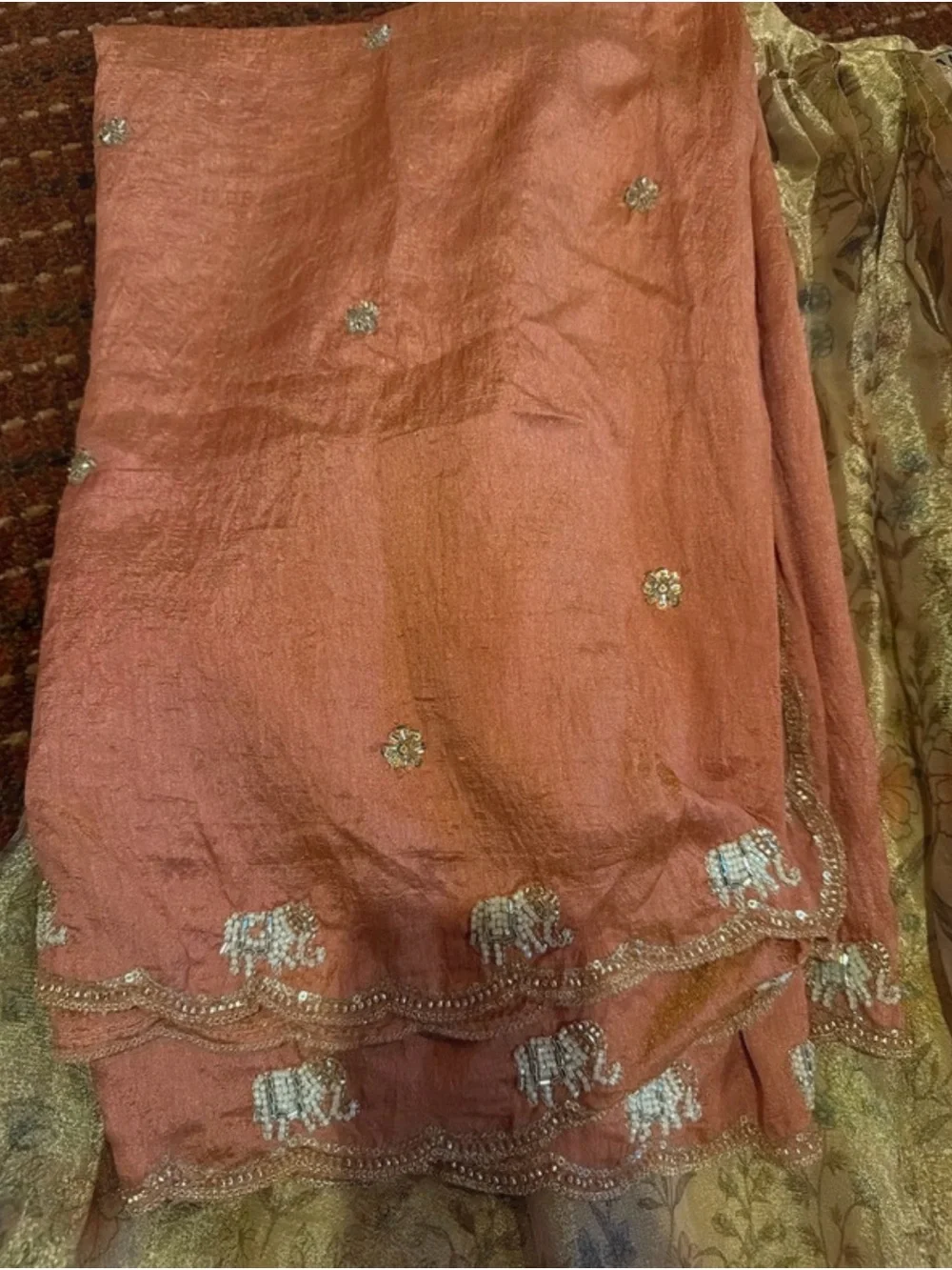 Gold and Peach women' Traditional chaniyacholi Costume Set